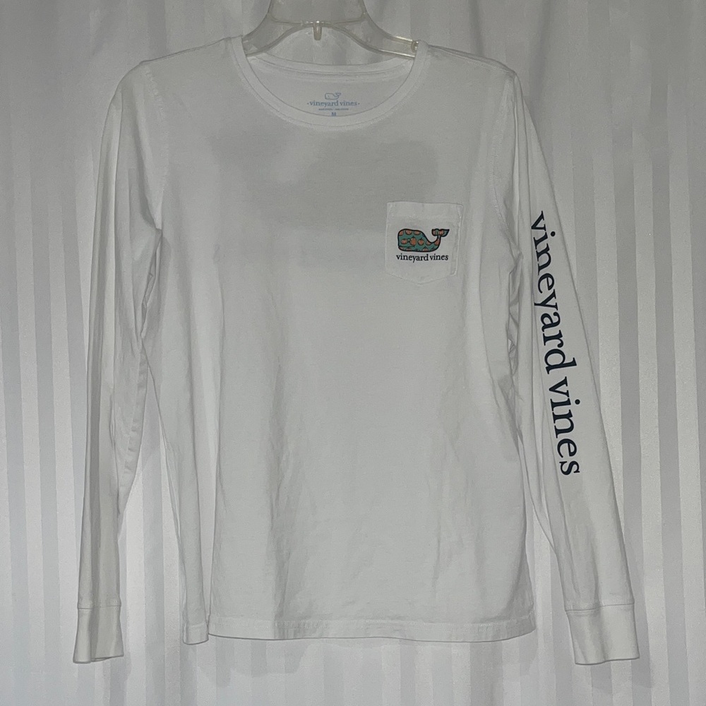 Vineyard Vines Classic White Long Sleeve Tee w/Pumpkins in Whale